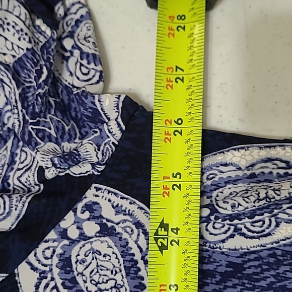 New Directions Navy Blue & White Paisley Print V-neck Blouse size 3X - Picture 6 of 8